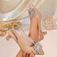 thumbnail image 1 of Samdudou Womens Heels Closed Toe Pointed Kitten Heel Pumps Slingback Design Large Sparkling Rhinestone Square Buckle Decor Dressy Slip-On Shoes for Office Wedding Party Evening, 1 of 9