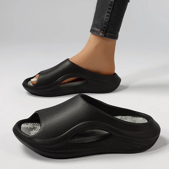 Samdudou Womens Mens Slides Summer Open Toe EVA Recovery Cloud Thick Sole Cushioned Arch Support Slip On Sporty Beach Pool House Shoes Outdoor Resort Spa Lounging