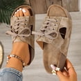thumbnail image 1 of Samdudou Womens Sandals Summer Casual Slip On Open Toe Shoes Lace Up Sneaker Slides with Side Cutouts Chunky Sole Outdoor Walking Footwear for Ladies Vacation, 1 of 9