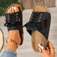 thumbnail image 1 of Samdudou Womens Sandals Summer Casual Slip On Open Toe Shoes Lace Up Sneaker Slides with Side Cutouts Chunky Sole Outdoor Walking Footwear for Ladies Vacation, 1 of 9