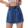 thumbnail image 1 of Samdudou Womens Skirts Denim Mini Skirt High Waisted Jean Skirt Button Front Pockets Casual Streetwear Classic Summer Apparel, 1 of 5