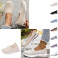 thumbnail image 1 of Samdudou Womens Walking Shoes Closed Toe Slip On Breathable Knit Mesh Upper Scalloped Collar Edge Textured Pattern Lightweight Sporty Thick Sole Daily Activewear Sneakers, 1 of 10