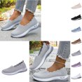 thumbnail image 1 of Samdudou Womens Walking Shoes Closed Toe Slip On Breathable Knit Mesh Upper Scalloped Collar Edge Textured Pattern Lightweight Sporty Thick Sole Daily Activewear Sneakers, 1 of 10