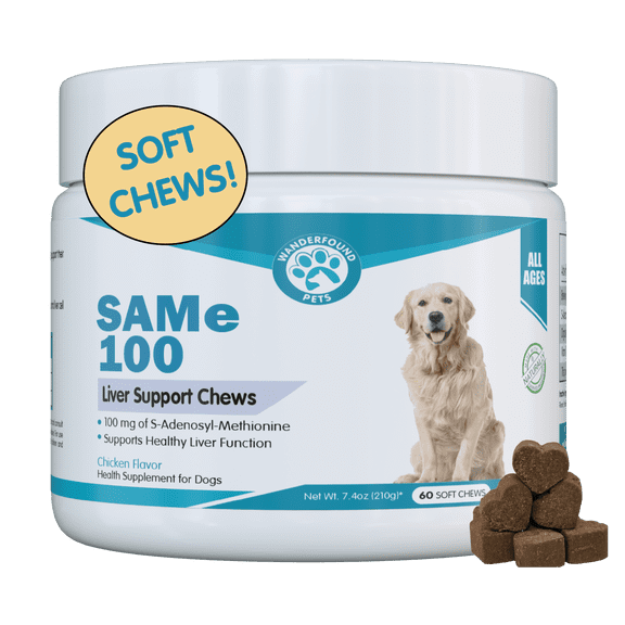 Same 100, Liver Support for Dogs, SAM e Chewable Hepatic Support for Dogs, Promotes Cell Membrane Strength, Bacon Flavor - Soft Chew Treats
