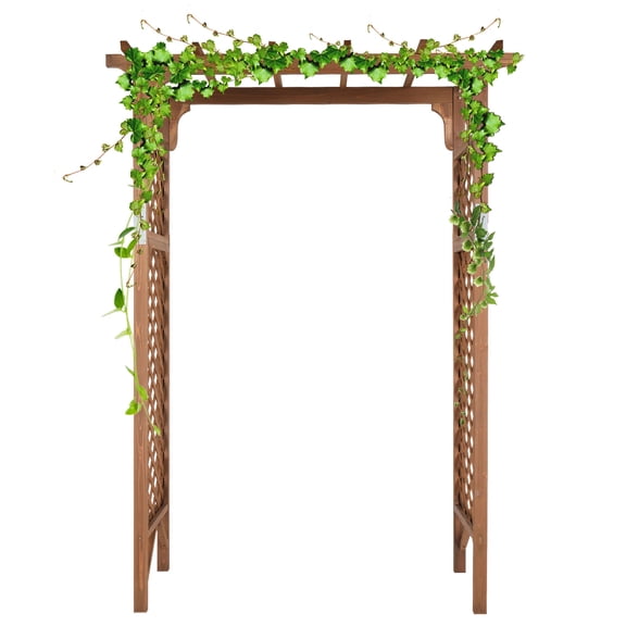 [Same Code70748191]152*60*215cm Beautiful And Practical  Flat-Topped Wooden Arch Garden Arch Dark Brown