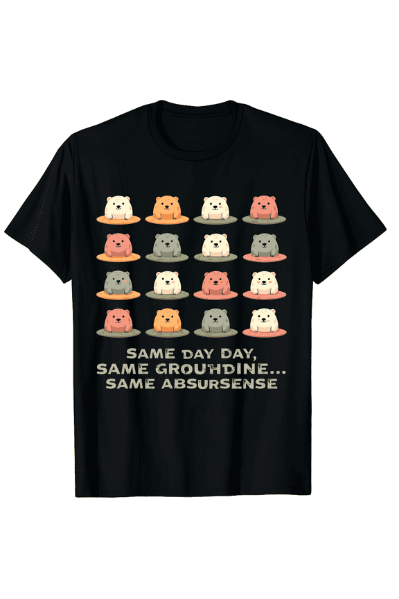 Same Day Same Groundhog Same Nonsense Men Women Short Sleeve Graphic T-Shirt, Funny Repetition Humor Top