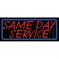 thumbnail image 1 of Same Day Service Animated LED Sign - Blue & Red - 13 x 32 x 1 in., 1 of 1