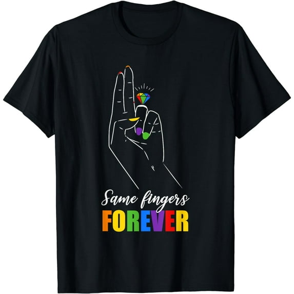 Same Fingers Forever Lesbian Wedding 2024 Lesbian LGBT T-Shirt