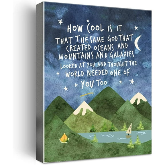 Same God Creation ,Inspirational Quotes Framed Canvas wall art for Room Nursery Wall Decor,Encouragement Gifts for Kids Teens-Mountain