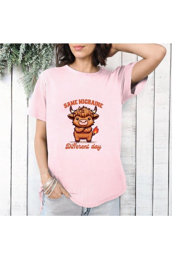 Same Migraine Different Day Funny Cow Spoonie Humor Unisex T-Shirt