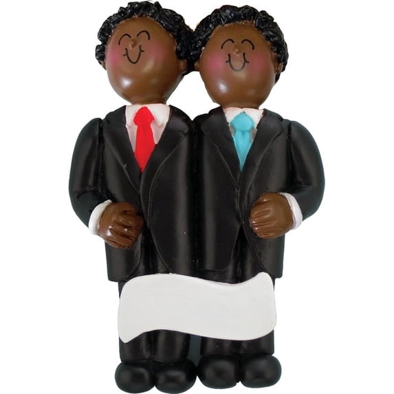Same Sex Wedding Male Both African-American Personalized Christmas Ornament DO-IT-YOURSELF