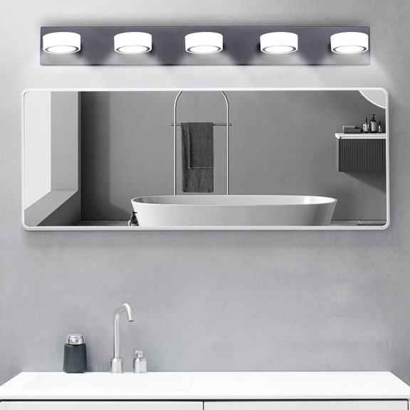 (Same as W1340110593/L2009) 37" Modern 5-Light LED Vanity Light, Sleek Black Bathroom Wall Light Fixture for Mirror, Shower, and Bathroom Decor
