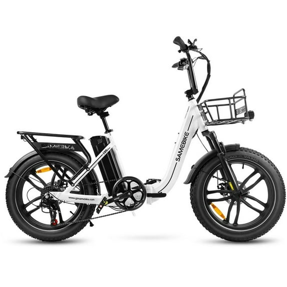 Samebike Electric Bike for Adults C05 Pro, 20" Step-through Foldable Fat Tire Ebike, 36V 13Ah Battery, 500W Electric Commuter Bicycle with Bicycle Basket