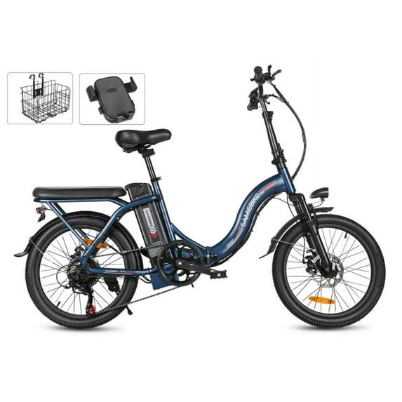 Samebike Electric Bike for Adults CY20, 20" Fat Tire E Bike, 36V 13Ah Battery, 350W Foldable Electric Commuter Bicycle with Bicycle Basket