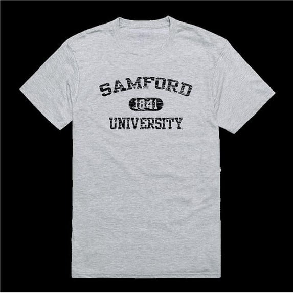Samford University Bulldogs Distressed Arch College T-Shirt, Heather Grey - Medium