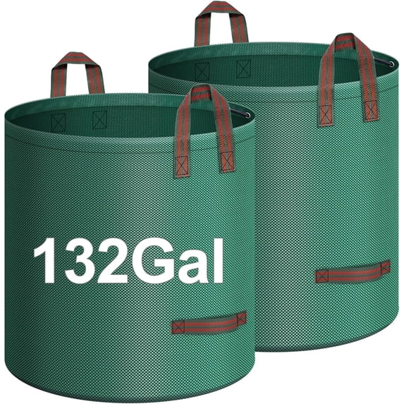 Samhe Yard Waste Bags, 2 Packs 132 Gallons Reusable Leaves Bags Heavy Duty Camping Yard Recycling Trash Bags