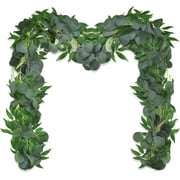Samhe 3 Packs 19.6Ft Artificial Eucalyptus Garland, Fake Greenery Garland Vines with Willow Leaves for Wedding Centerpiece Arch Party Table Decor Indoor Outdoor Decoration, 6.5Ft/Pack