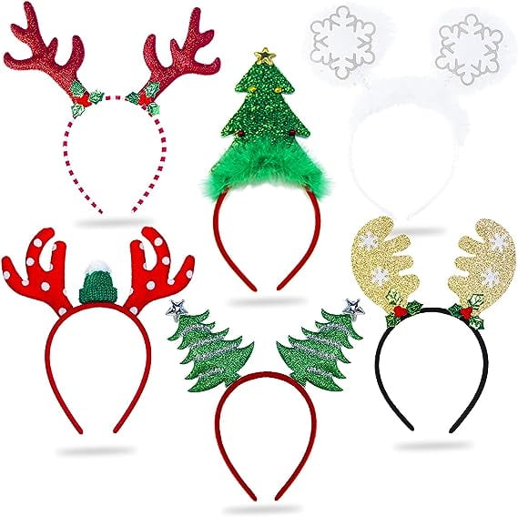 Samhe 6 Pcs Christmas Headbands, Xmas Headwear decoration Glittered