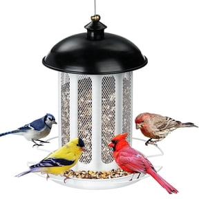 Samhe Bird Feeder, Bird Feeders for Outdoor Hanging, Heavy Duty Metal Wild Birdfeeder 4 lbs Large Capacity, White