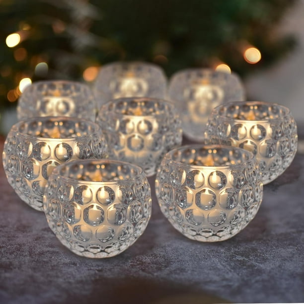 Samhe Candle Holder Glasses 8 Pack, Glass Votive Candle Holders Design