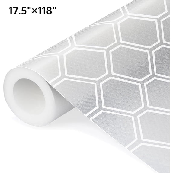 Samhe Shelf Liner, Refragerator Drawer Liners for Kitchen Cabinets, Waterproof Bathroom Sink Mat Non Adhesive Fridge Liner Roll - 17.5"×118"