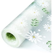 Samhe Shelf Liner, Waterproof Refrigerator Liner, Drawer Liners for Kitchen Cabinet, Bathroom Sink Mat No Slip Cupboard Mats Non Adhesive Fridge Liner EVA Place Mats Roll - Leaf Daisy 17.7" 78.7"