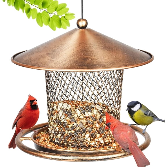 Samhe Metal Wild Bird Feeder, Heavy Duty 2lbs Capacity Cute Lantern Bird Feeder for Garden Yard Outside Hanging