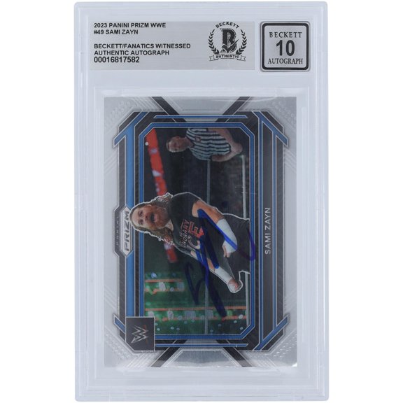 Sami Zayn WWE Autographed 2023 Panini Prizm #49 Beckett Fanatics Witnessed Authenticated 10 Card - Fanatics Authentic Certified