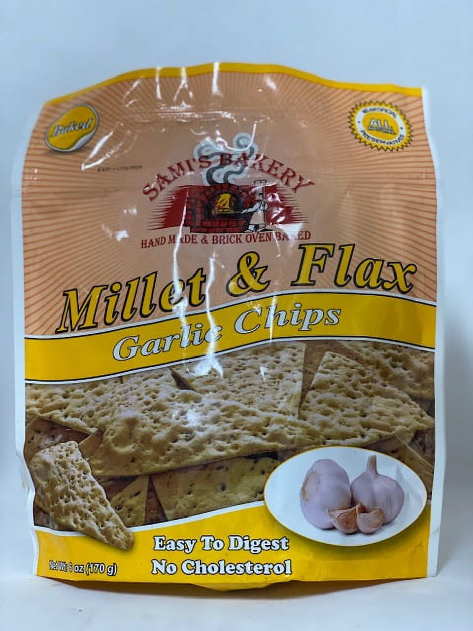 Sami's Bakery Low Carb Millet and Flax Garlic Pita chips