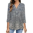 thumbnail image 1 of Samickarr 3/4 Length Sleeve Shirts Womens Tops Collared V Neck Casual Plus Size Tunic Tops To Wear With Leggings Loose Shirt Work Business Blouses For Women, 1 of 6