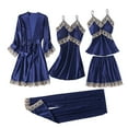 thumbnail image 1 of Samickarr 5 Piece Pajama Set For Women Lace Silk Satin Skirt Nightgown With Robe Trousers Cami Top And Shorts Sleepwear Loungewear Nightwear Soft Pjs Lounge Sets, 1 of 3