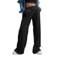 thumbnail image 1 of Gswybco Athletic Pants for Women Drawstring High Elastic Waist with Pocket Trousers Straight Loose Wide Leg Pants, 1 of 6