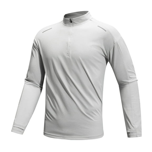 Samickarr Athletic Shirts for Men Long Sleeve 1/4 Zip Up Stretchy Quick Dry Lightweight Running Workout Gym Pullover Blouse Solid Color Causal Slim-Fit Sweatshirt