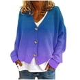 thumbnail image 1 of Gnshining Button Down Cardigan for Women Knit Loose Fall Long Sleeve Sweaters Gradient Color Crew Neck Lightweight Tops, 1 of 5
