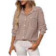 thumbnail image 1 of Gswybco Button Down Shirts for Women Striped Long Sleeve Collared Blouses Office Work Solid Color Tops with Chest Pocket, 1 of 6