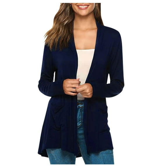 Samickarr Cardigan For Women Lightweight Open Front Coats Coat Outwear Long Sleeved Fall Clothes For Women Women Fashion Cardigan Up Casual Solid Color Long Sleeve Hoodeless Top
