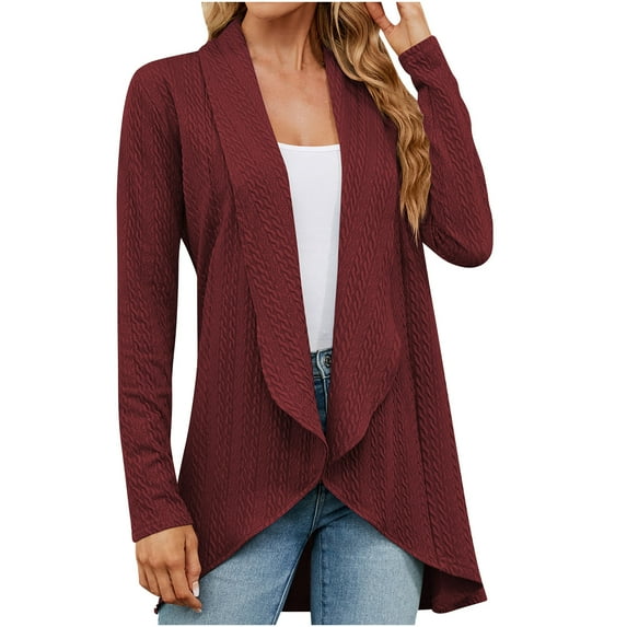 Samickarr Cardigan For Women Lightweight Open Front Coats Coat Outwear Long Sleeved Fall Clothes For Women Women's Fashion Solid Color Loose Fitting Long Sleeved Cardigan Coats