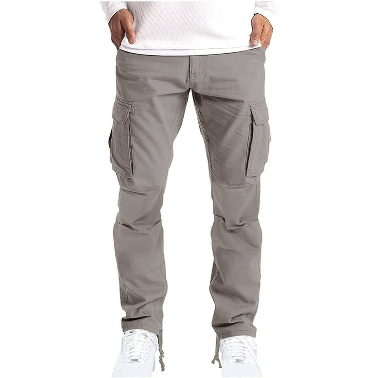Samickarr Cargo Pants For Men Solid Color Casual Multiple Pockets