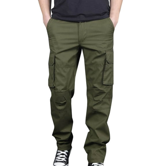 Samickarr Cargo Pants for Men Joggers Lightweight Elastic Waist Straight Leg Outdoor Breathable Baggy Trousers Solid Color Casual Pants