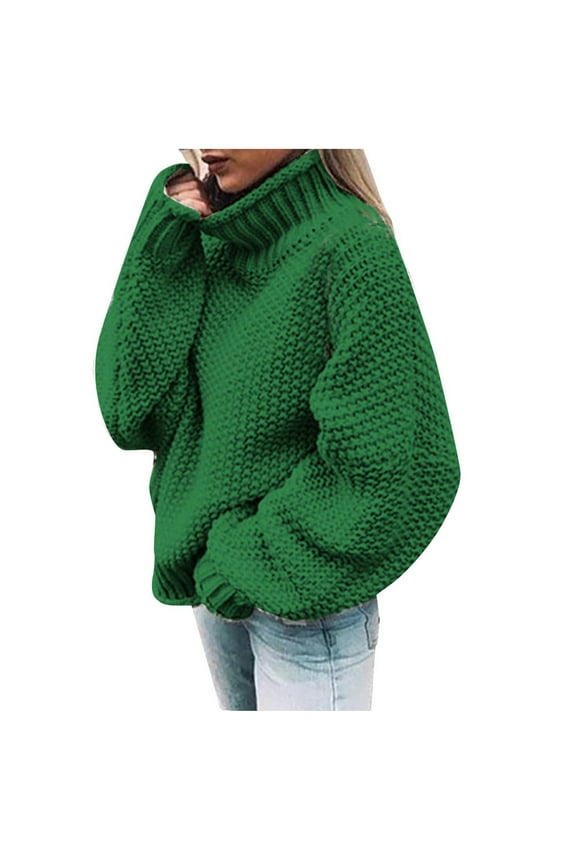 Chunky Turtleneck Sweaters For Women Long Sleeve Knit Sweater Jumper Oversized Batwing Cable Knit Pullover Jumper Tops