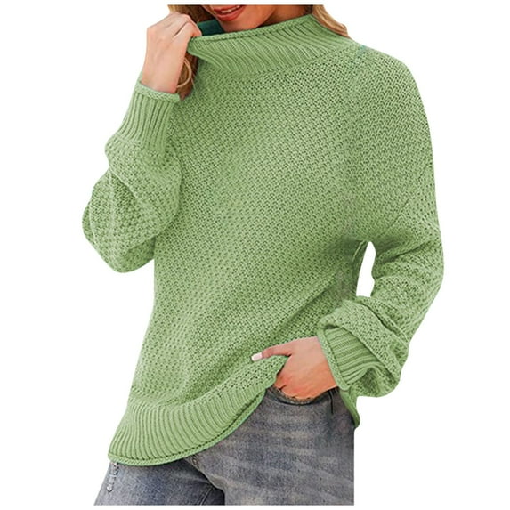 Samickarr Chunky Turtleneck Sweaters For Women Long Sleeve Knit Sweater Jumper Oversized Lightweight Mockneck Loose Fit Cable Knit Pullover Jumper Tops