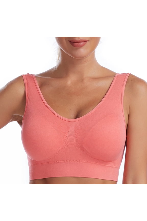 gakvbuo Seamless Sports Bra for women Wirefree Yoga Bra with Removable Pads Workout Activity Sleep Underwear Bras for Women cami bra