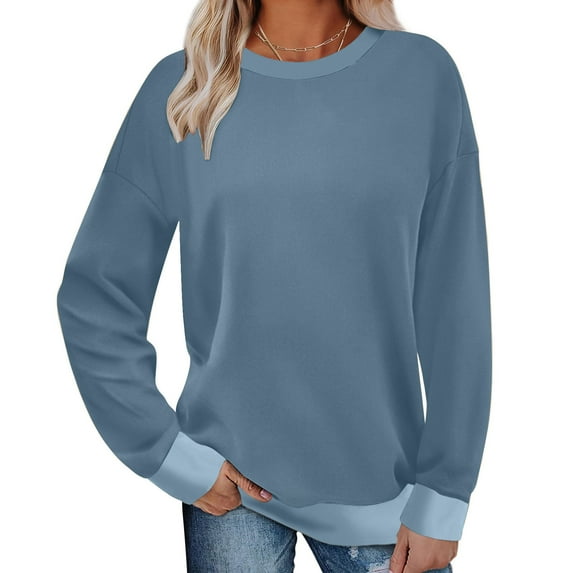 Gnshining Colorblock Sweatshirts for Women Casual Lightweight Long Sleeve Tunic Tops Fall Fashion Loose Crew Neck Pullovers