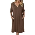 thumbnail image 1 of Samickarr Fall Dresses For Women Plus Size Mini Dress Long Sleeve Women's Hooded Long Sleeve V-neck Large Dress Pocket Dress, 1 of 6