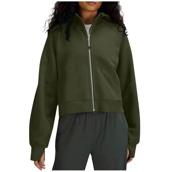 Samickarr Fleece Hoodie Women Women Casual Loose Hooded Long Sleeve Zipper Solid Cardigan Blouse Hoodies Sweatshirt Tops with Pocket