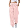 thumbnail image 1 of Samickarr Fleece Sweatpants for Women Fall Trendy Drawstring Elastic High Waist Cinch Bottom Baggy Jogger Pants Solid Color Casual Loose Athletic Trousers, 1 of 6