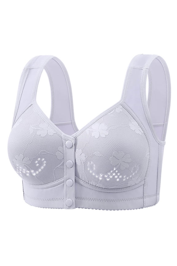 Front Closure Bra for Women Front Buckle Bras Wireless Bra Fashion Women Solid Color Front Opening Buckle Wide Shoulder Strap Wireless Cushion Daily Bra