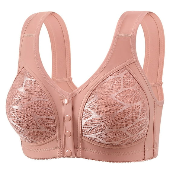 gakvbuo Front Closure Bra for Women Front Buckle Bras Wireless Bra Women's Plus Size Adjustable Lace Bra With Side Folding Beautiful Back Bra Adjustable Shoulder Straps