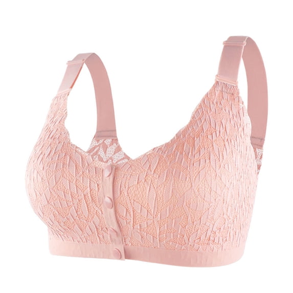 gakvbuo Front Closure Bra for Women Front Buckle Bras Wireless Bra Women's Sexy Comfortable Soft Solid Color Front Open Button Underwear Large Size Bra Secondary Breast