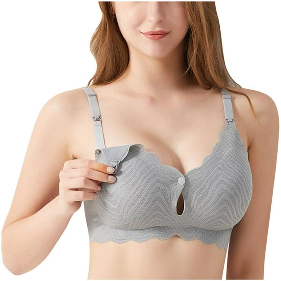 Samickarr Front Closure Bras For Women No Underwire Plus Size Bra Ladies Comfortable Breathable No Steel Ring Front Buckle Breastfeeding Bra Woman Underwear